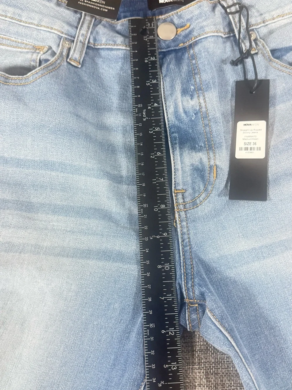 Fashion Nova Light Blue Distressed Men’s Skinny Jeans